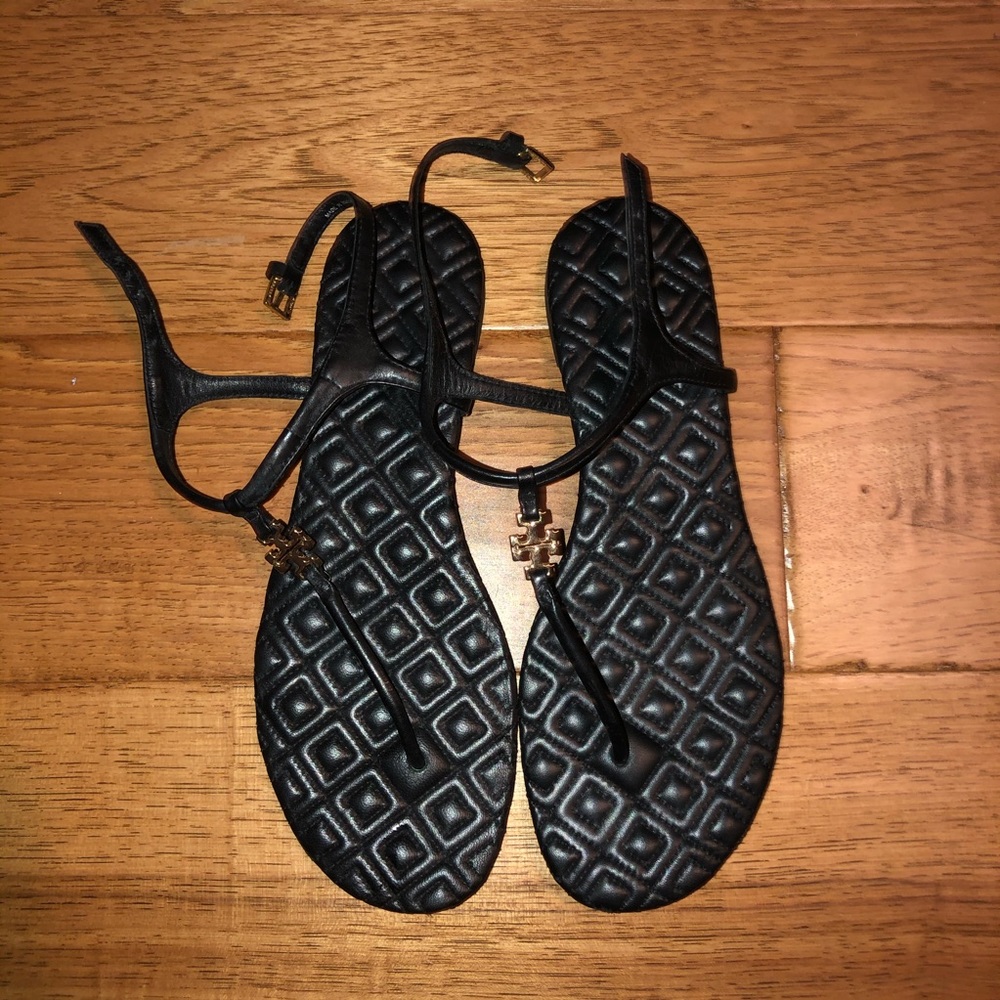 Tory Burch Black Quilted Sandal